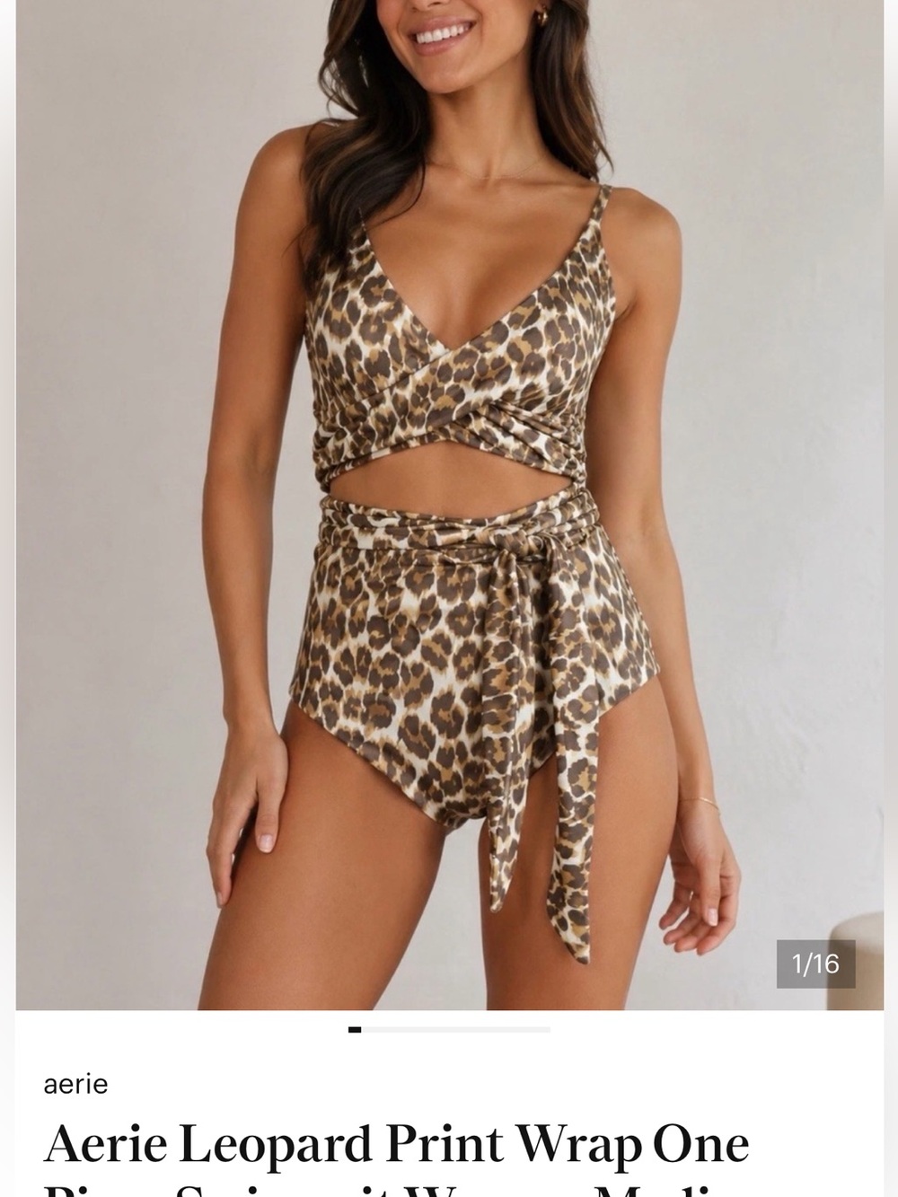 aerie Leopard Print Wrap Bandeau Set - Brown & Cream